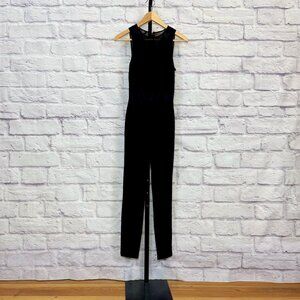 Bebe Black Lace Panel Skinny Leg Jumpsuit